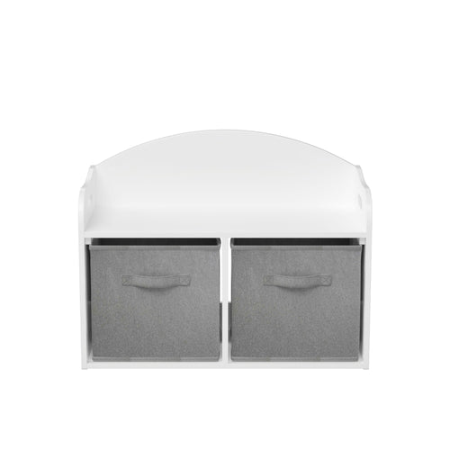 Toy Box Bench With Collapsible Drawers, Storage Cabinet Organizer - White