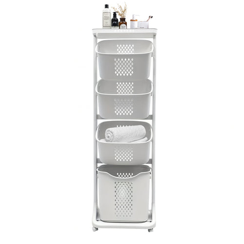 4-Tier Laundry Hamper Sorter with Wheels and Removable Baskets