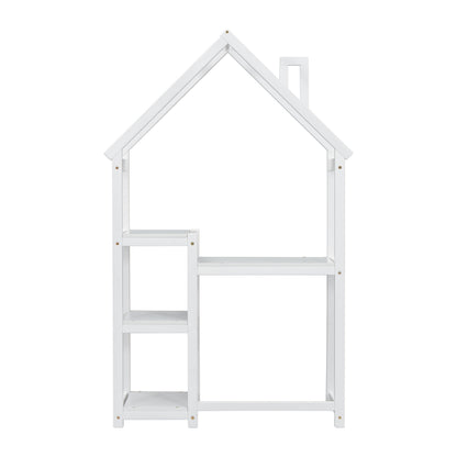 House-shaped Wooden writing Desk,Kids study Table,Bookshelf & Toy Storage,White