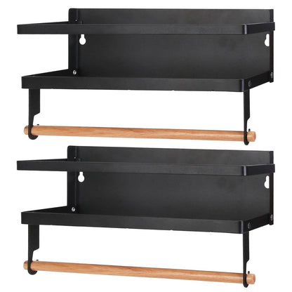2-Piece: Magnetic Spice Racks for Refrigerator with Paper Towel Holder