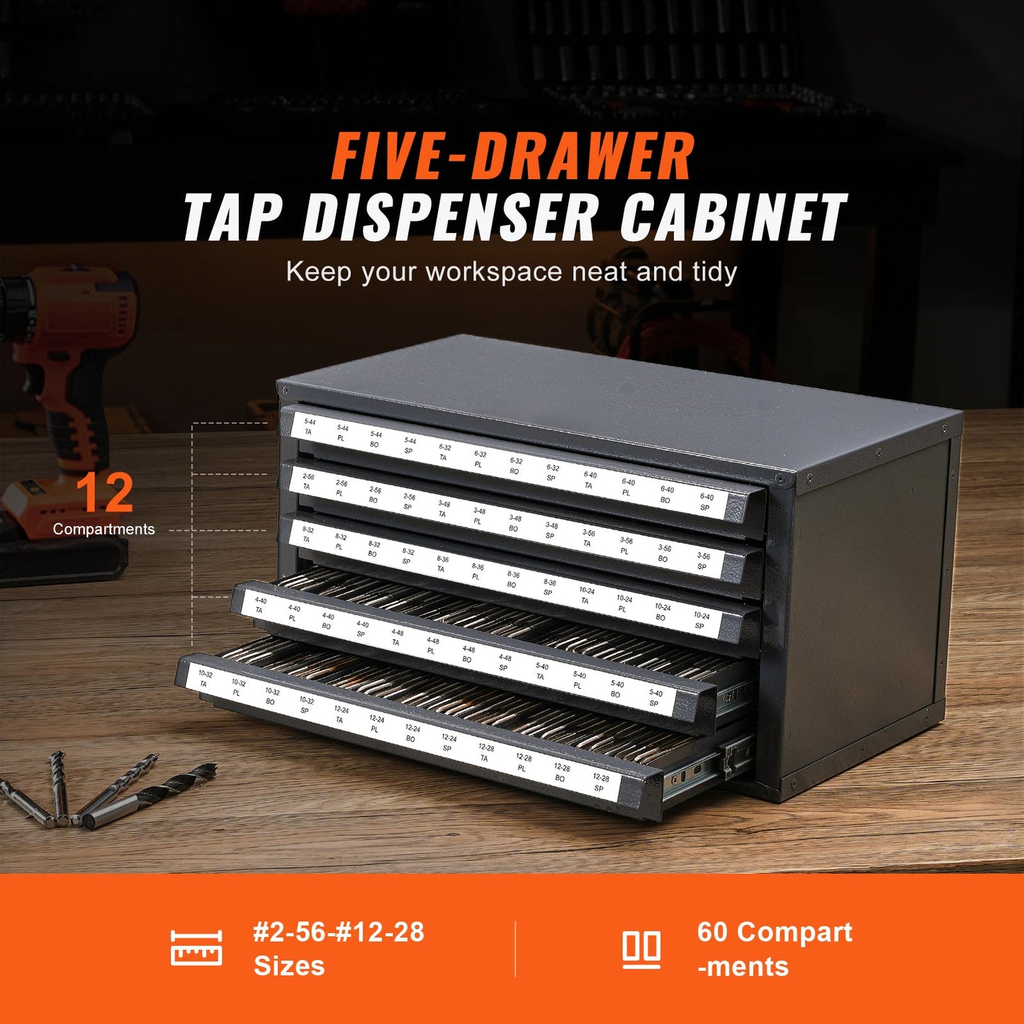 Tap Dispenser Cabinet With Five-Drawer Organizer