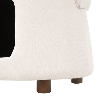 Beige Pet Friendly Chair with Hidden Pet Nook, Convertible Stool, Storage Seat