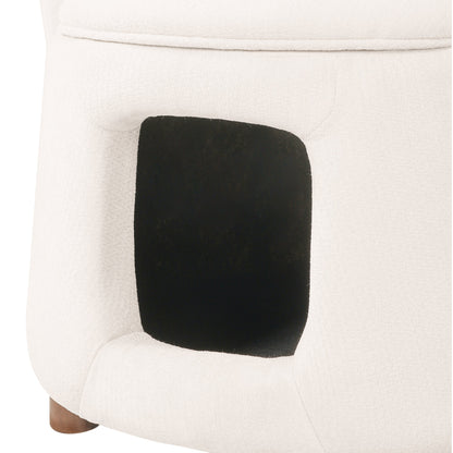 Beige Pet Friendly Chair with Hidden Pet Nook, Convertible Stool, Storage Seat