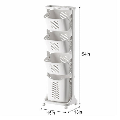 4-Tier Laundry Hamper Sorter with Wheels and Removable Baskets