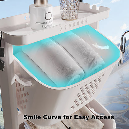 4-Tier Laundry Hamper Sorter with Wheels and Removable Baskets
