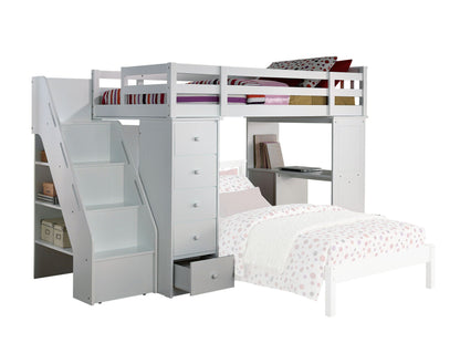 Freya Twin Loft Bed With Storage (Not Including The Bottom Twin Bed) - White