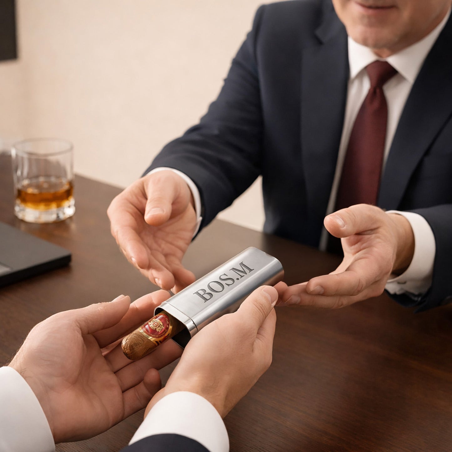 Personalized Stainless Steel Cigar Travel – Engraved Name Case