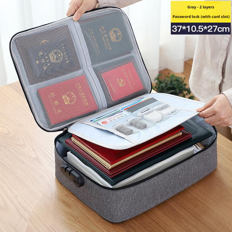 ID storage bag-double layer with lock-gray-37 * 27 *10.5cm-1 piece