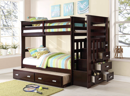 Allentown Twin / Twin Bunk Bed With Trundle Storage - Espresso