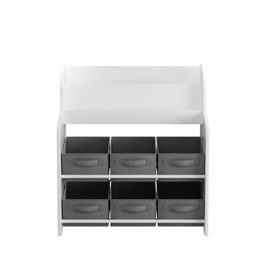 Kids Bookcase with 6 Toy Storage Bins
