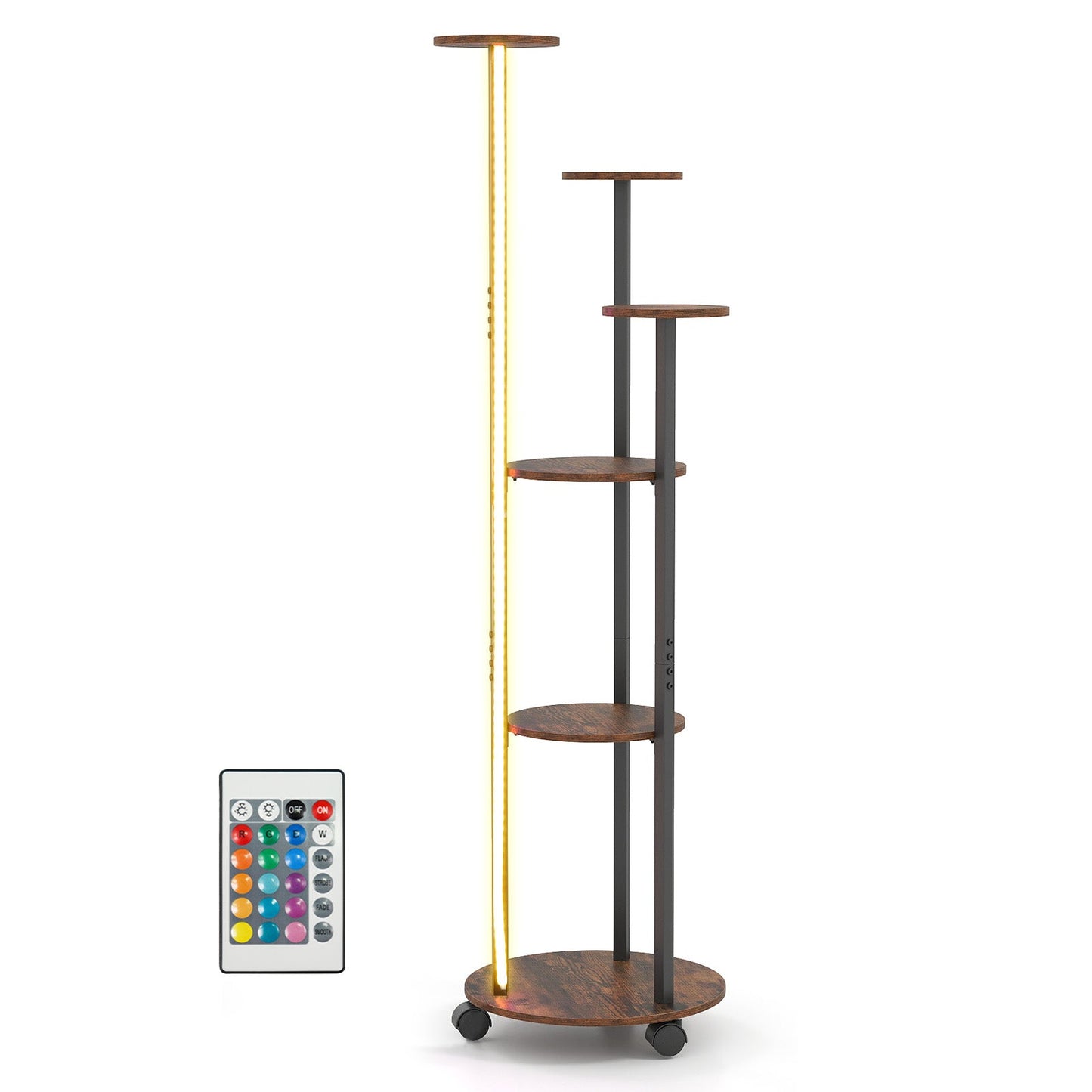 6-tier Plant Stand with RGB Light and Wheels 57inch Tall Indoor Display Shelf Flowerpot Holder