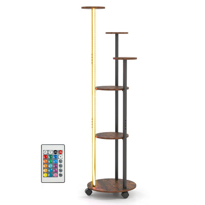 6-tier Plant Stand with RGB Light and Wheels 57inch Tall Indoor Display Shelf Flowerpot Holder