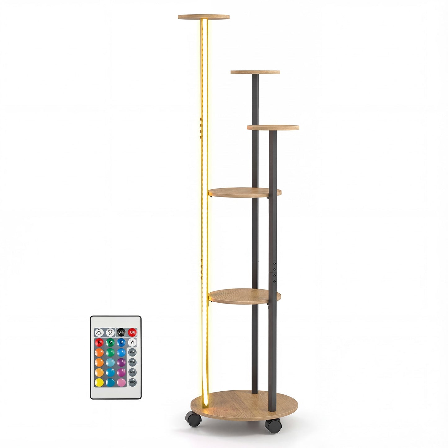 6-tier Plant Stand with RGB Light and Wheels 57inch Tall Indoor Display Shelf Flowerpot Holder