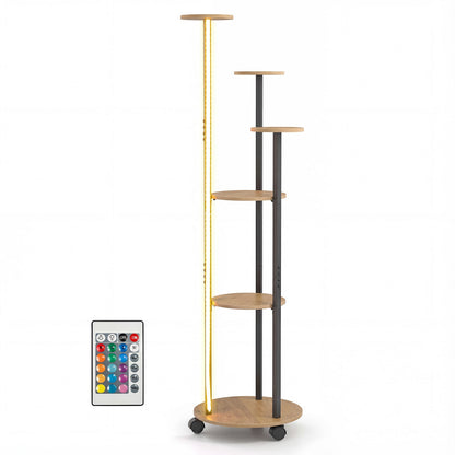 6-tier Plant Stand with RGB Light and Wheels 57inch Tall Indoor Display Shelf Flowerpot Holder