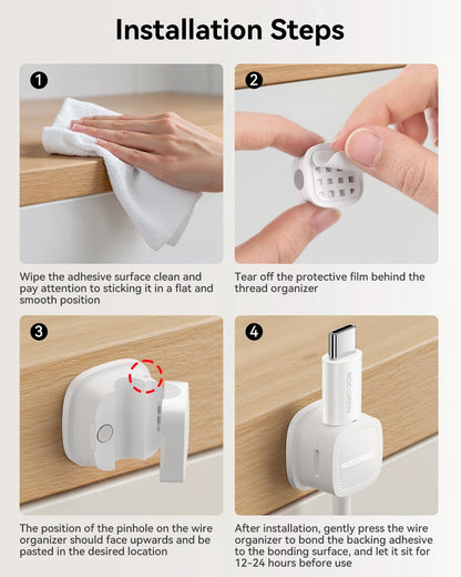 Cable Clips, Rocoren Smooth Adjustable Adhesive Cord Organizer, Desk Cable Manag