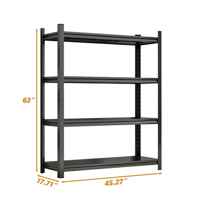 4-Tier Height-Adjustable Storage Rack, Vertical Organizer, Assembly Required - Black