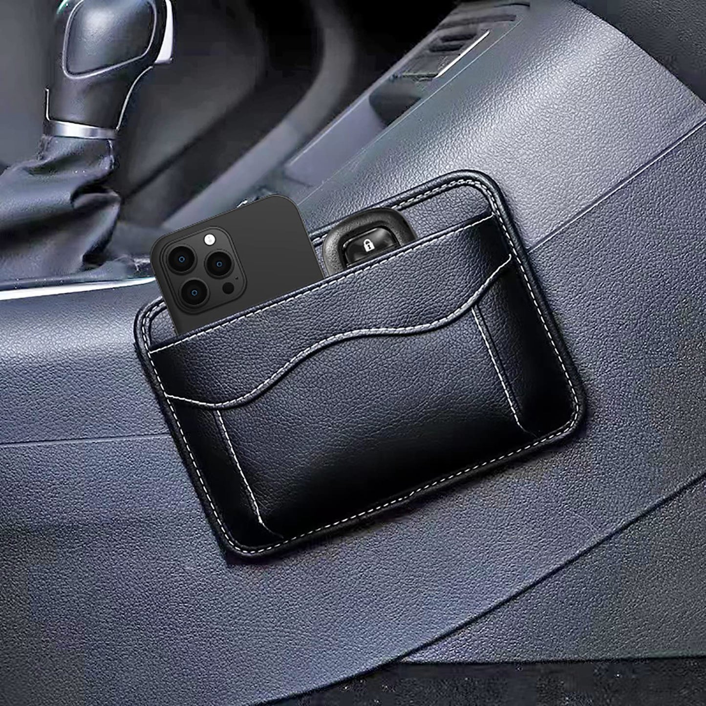 Car Seat Side Pocket Organizer PU Leather Pen Phone Sunglasses Holder Tray Pouch