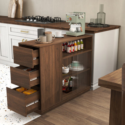 Kitchen Sideboard, Small Countertop Organizer with Sliding Glass Doors and Drawers
