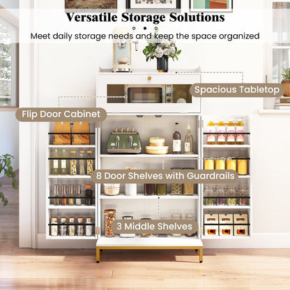 Kitchen Pantry Cabinet Freestanding Food Storage Cupboard-White