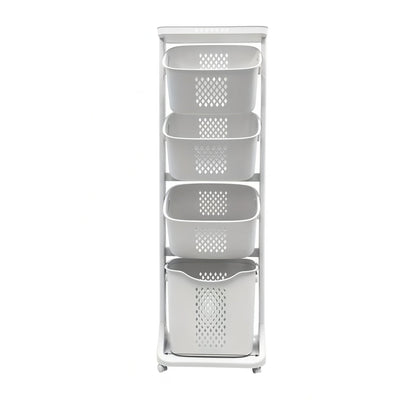 4-Tier Laundry Hamper Sorter with Wheels and Removable Baskets