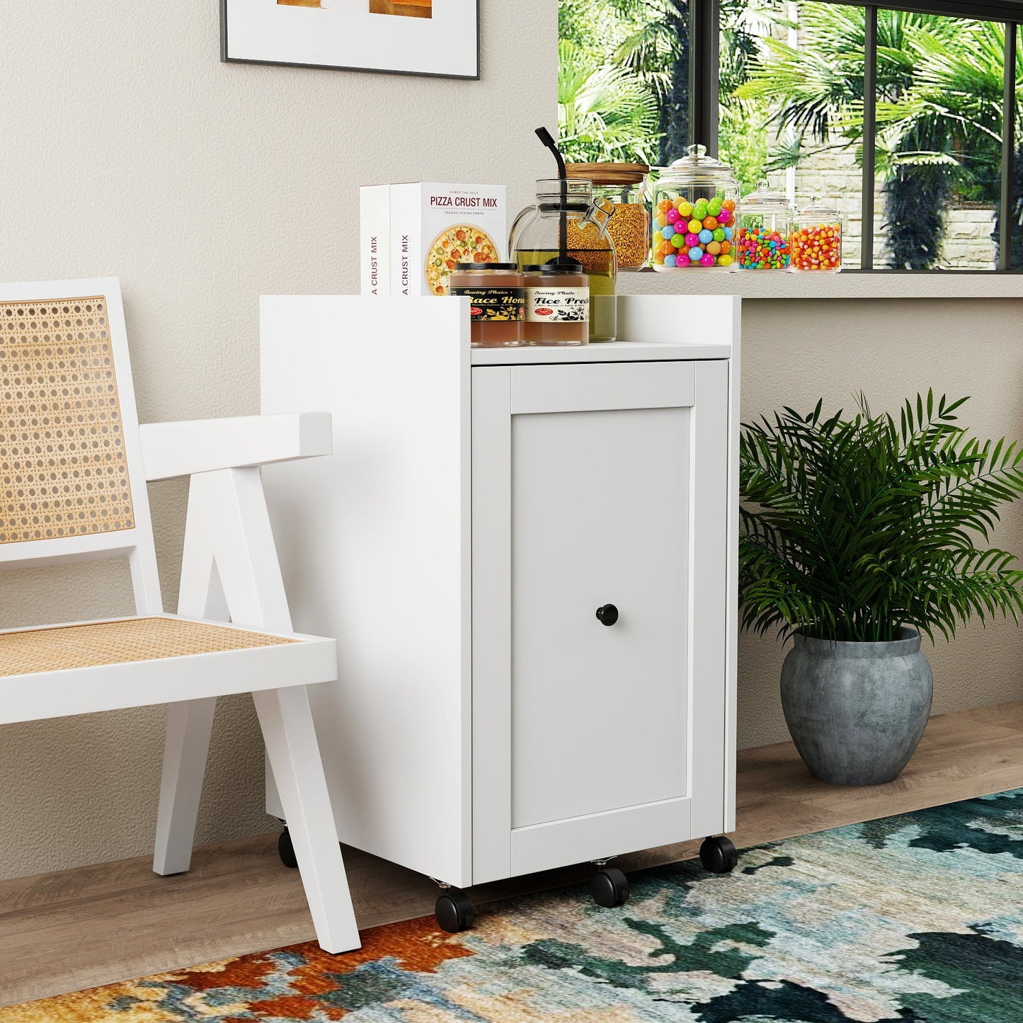 Organizer for Pantry - Sliding Snack Cabinet with Wheels