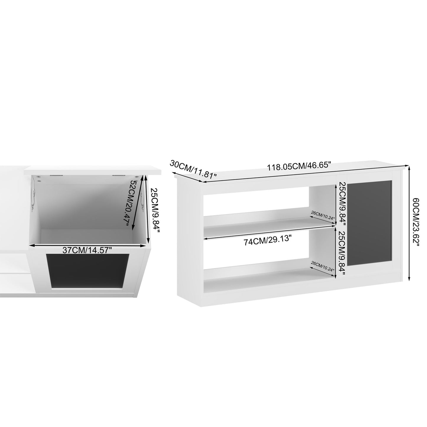 3 In 1 Bookshelf And Toy Storage Cabinet With Chalkboard, Organizer For Playroom - White