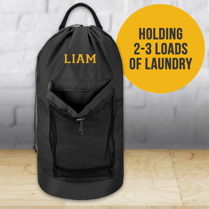 Personalized Embroidered Gray Laundry Bag