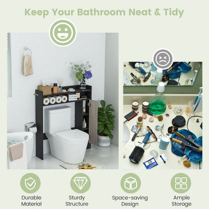 Bathroom Over the Toilet Floor Storage Organizer with Adjustable Shelves