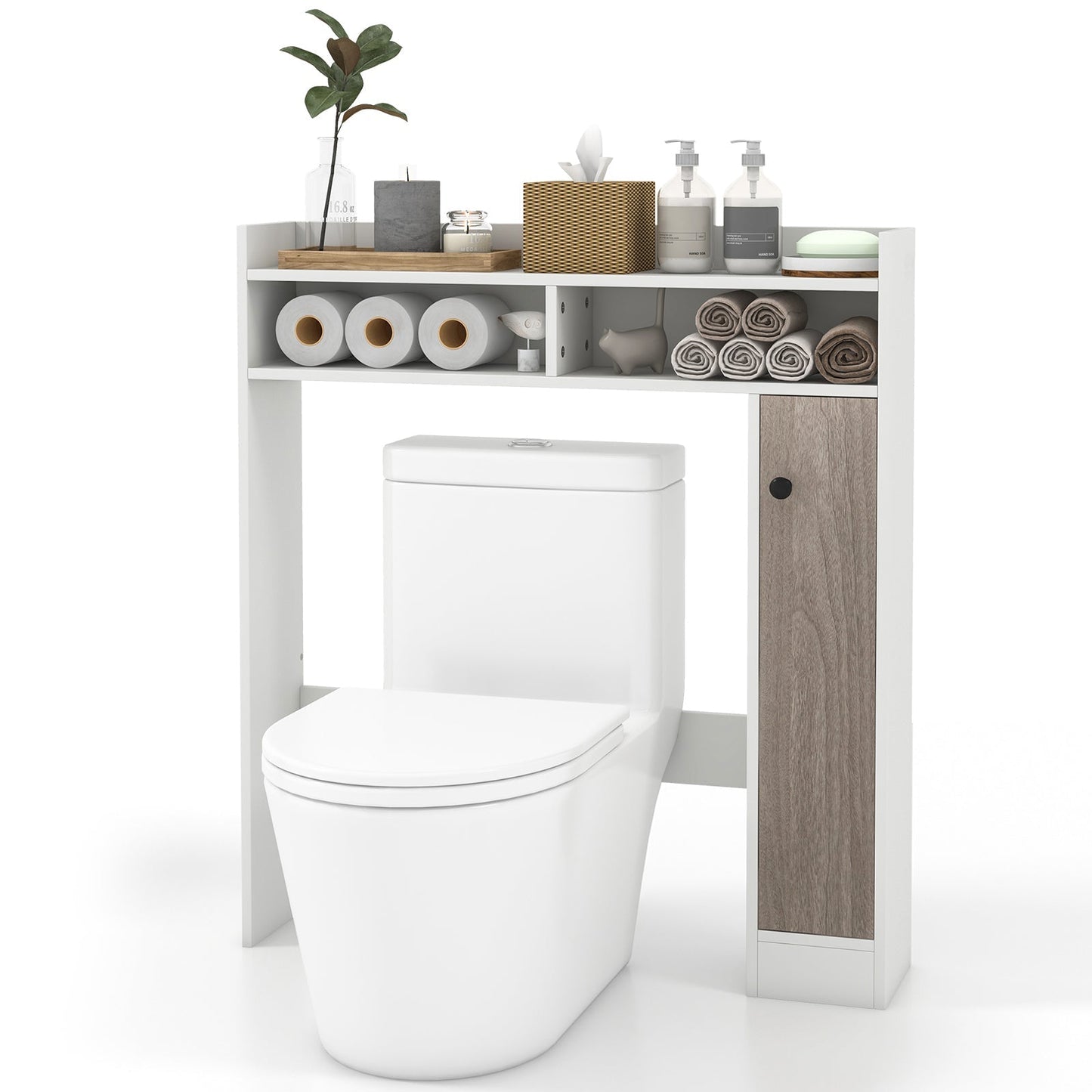 Bathroom Over the Toilet Floor Storage Organizer with Adjustable Shelves