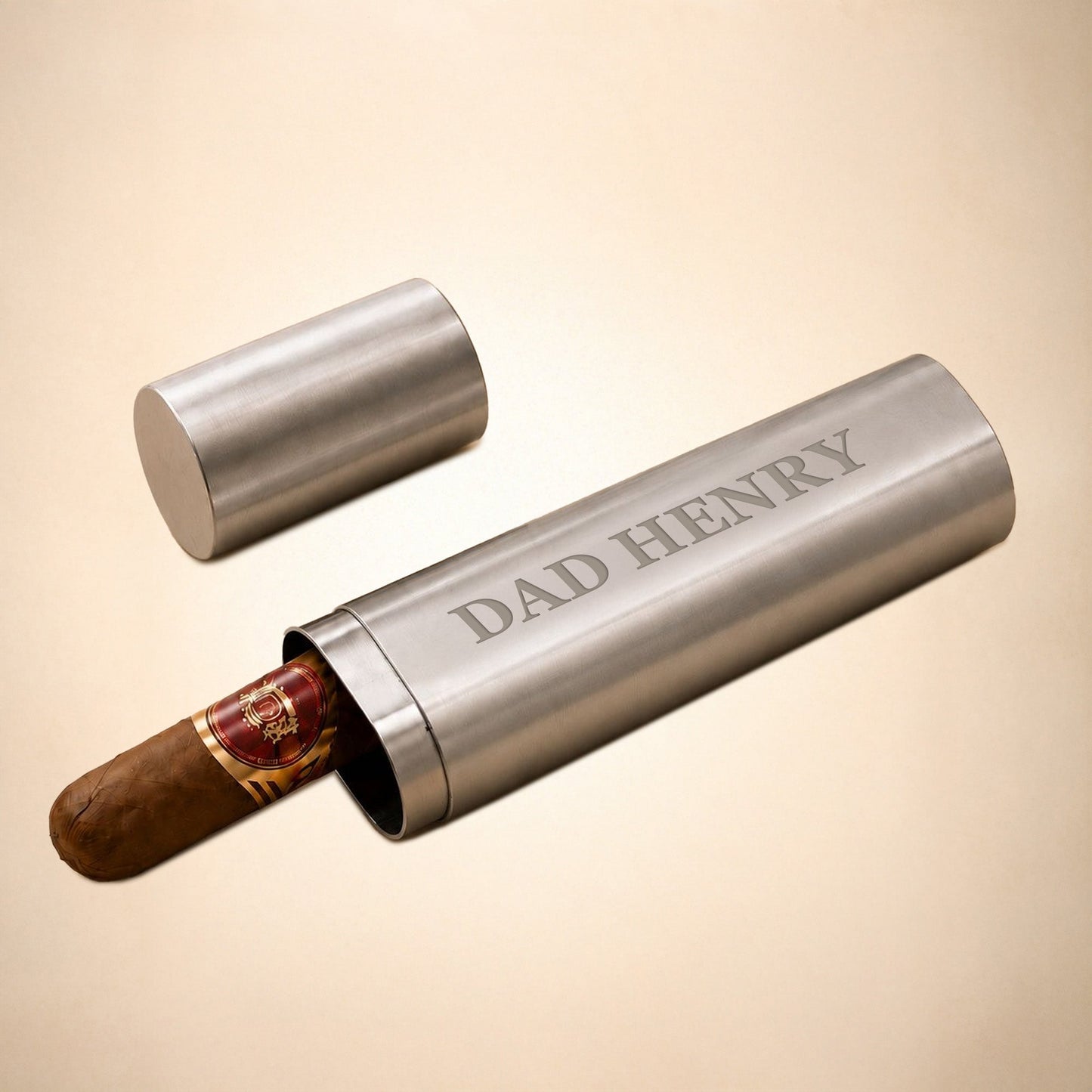 Personalized Stainless Steel Cigar Travel – Engraved Name Case