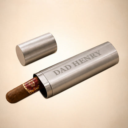 Personalized Stainless Steel Cigar Travel – Engraved Name Case
