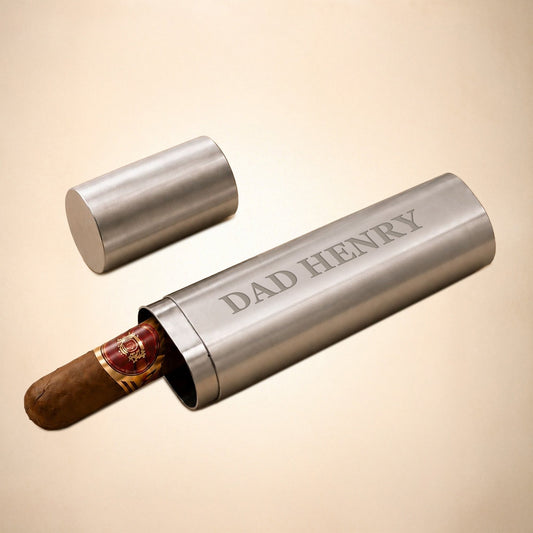 Personalized Stainless Steel Cigar Travel – Engraved Name Case