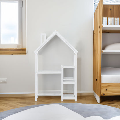 House-shaped Wooden writing Desk,Kids study Table,Bookshelf & Toy Storage,White
