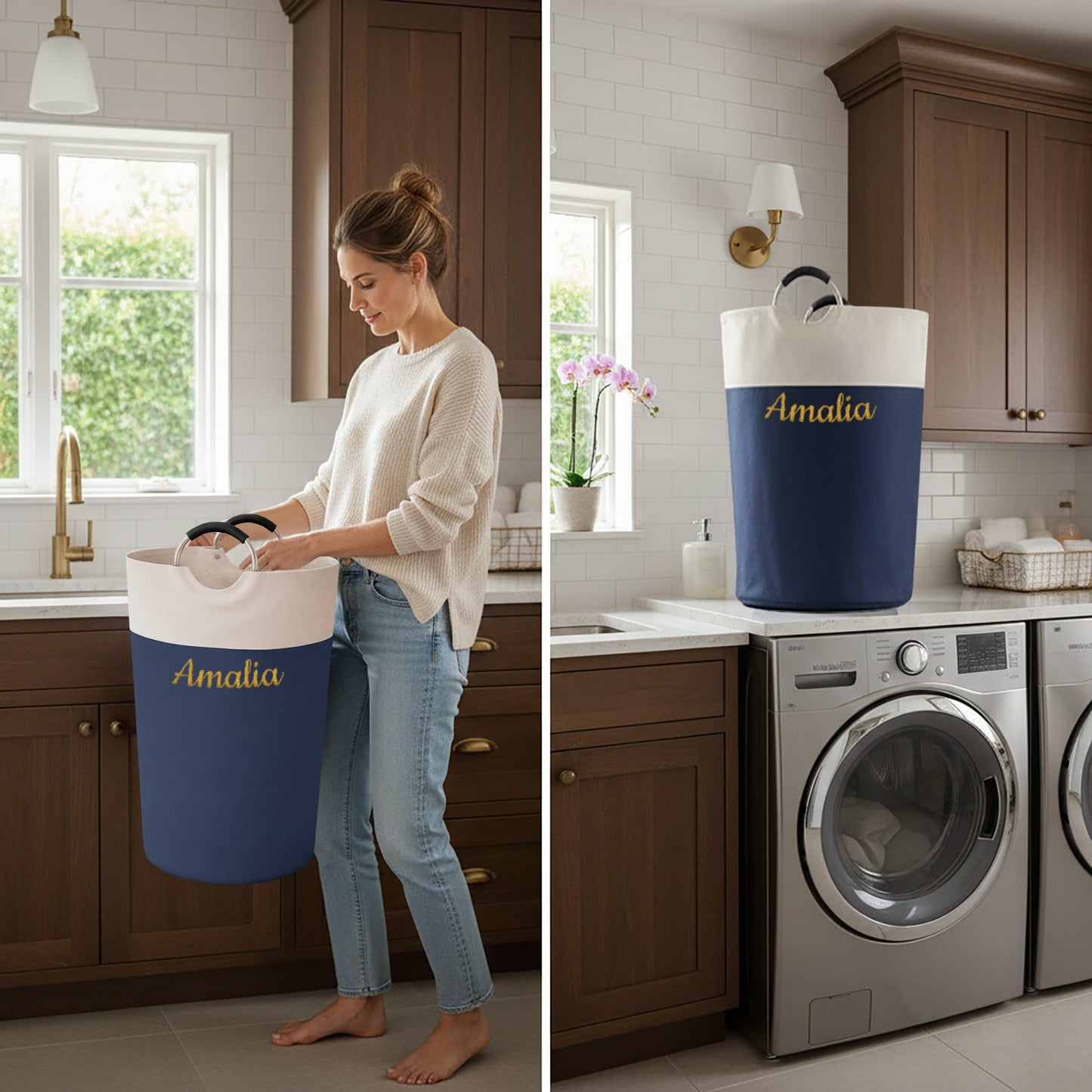 Personalized Laundry Basket – Custom Embroidery Name