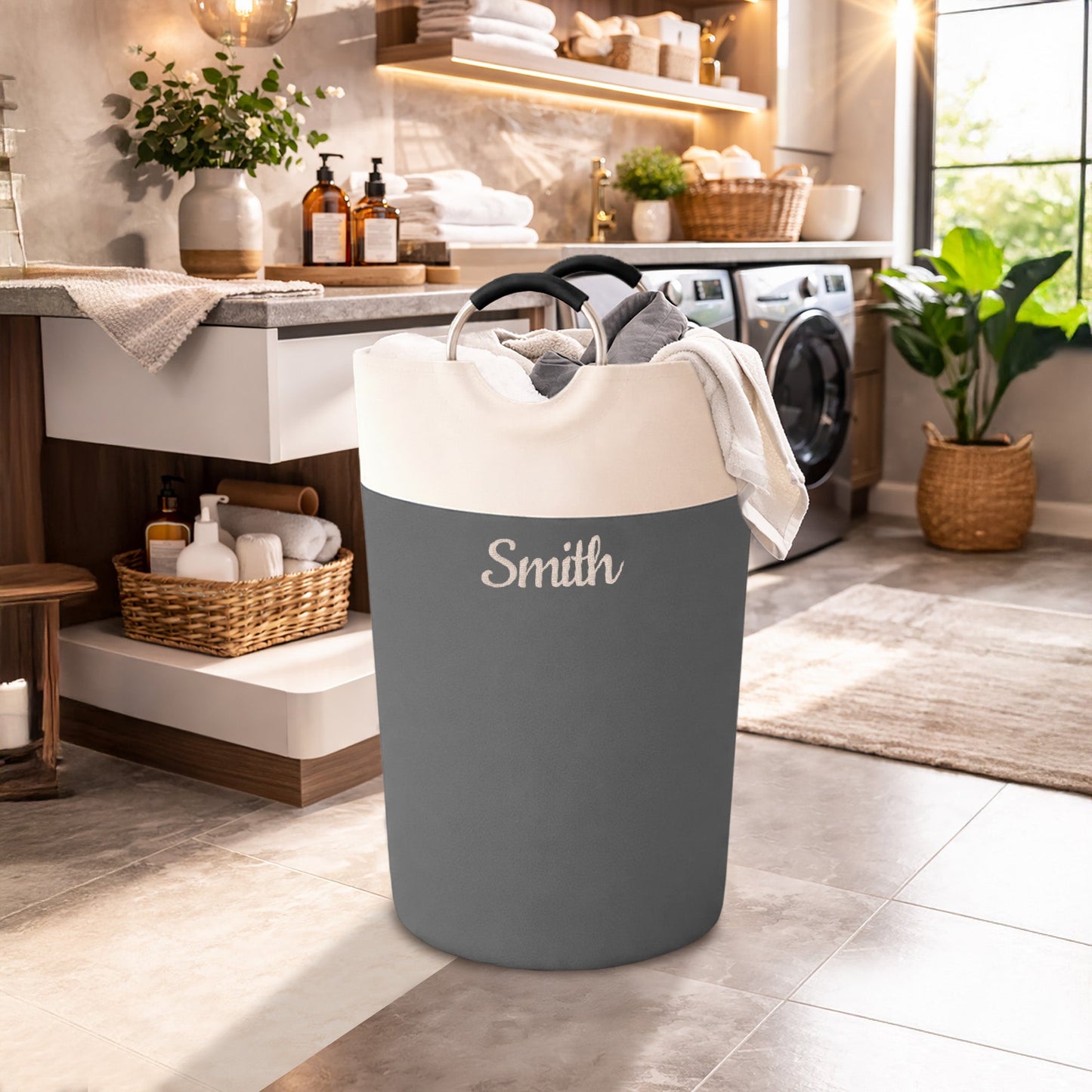 Personalized Laundry Basket – Custom Embroidery Name