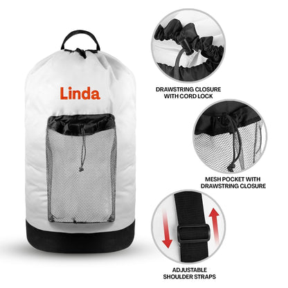 Personalized Embroidered Gray Laundry Bag