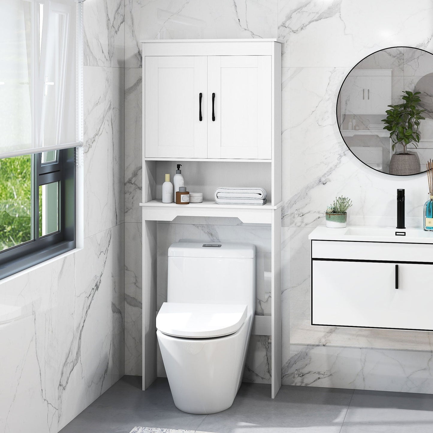 Over Toilet Space Saver Bathroom Organizer with Storage Cabinet