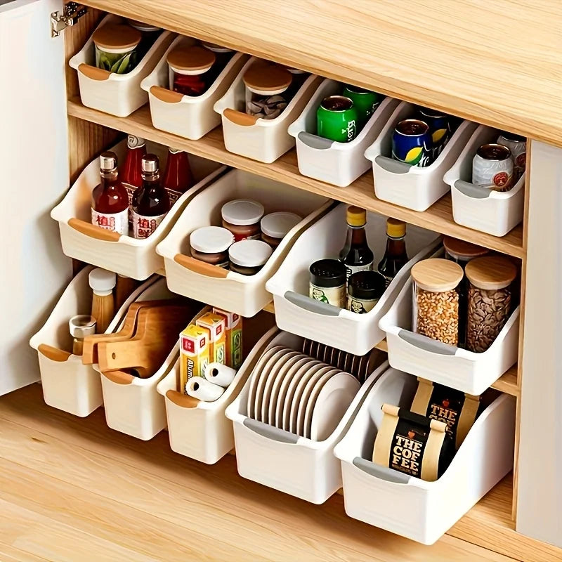 Plastic Multi-functional Storage Box Set! Curved Design for Home Organizing, Great for Kitchen & Trash Sorting