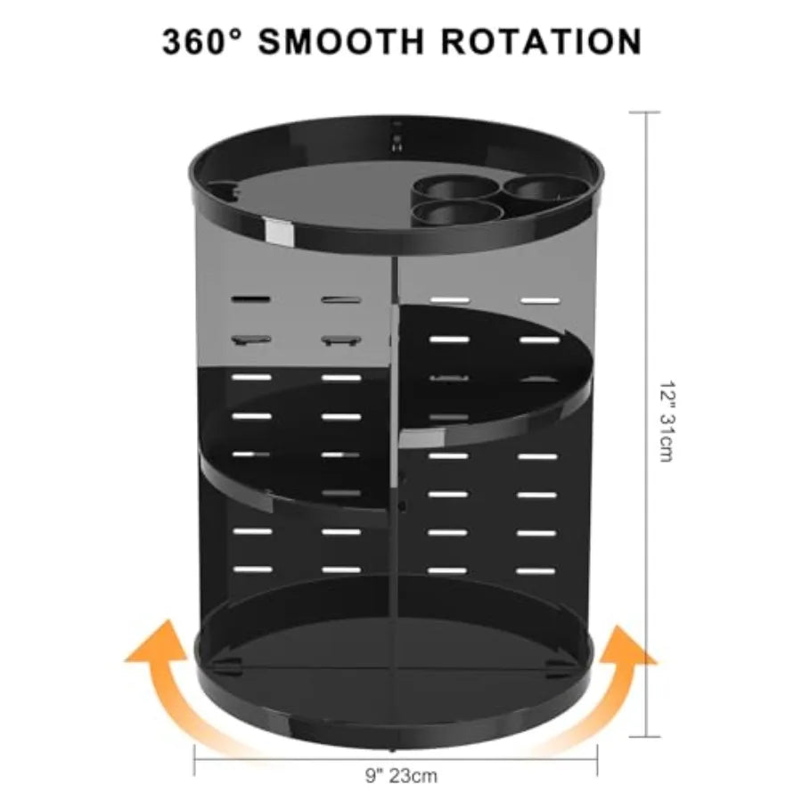 Rotating Makeup Organizer for Vanity 360 Spinning Skincare Organizers with Adjustable Trays Make Up Desk Storage Carousel Rack