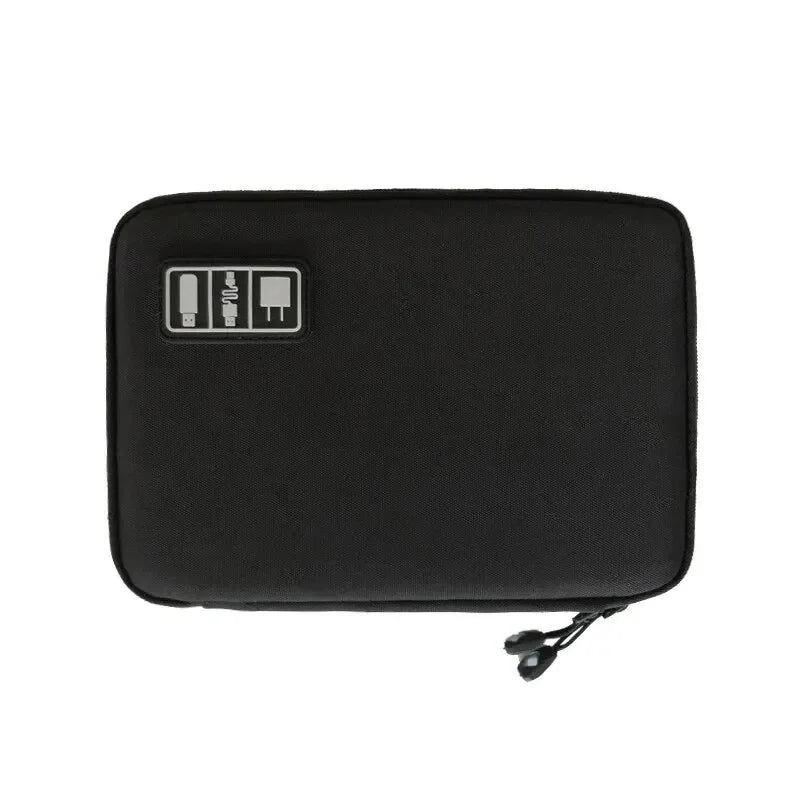 1pc Black Green Storage Bag Electronic Accessory Organizer Portable Usb Data Cable Charger Plug Travel Waterproof Organizer