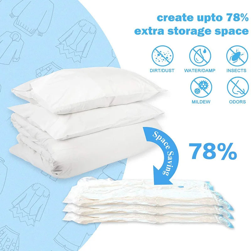 Vacuum Storage Bags More Space Save Compression Travel Seal Zipper for Clothes Pillows Bedding Closet Home Organizer
