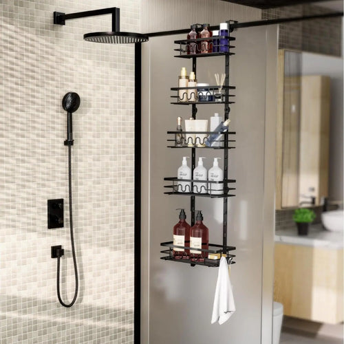 Over the Door Pantry Organizer Multi-Layer Storage Shelves Metal Hanging Spice Rack for Kitchen & Bathroom Door
