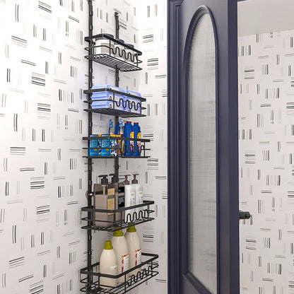 Over the Door Pantry Organizer Multi-Layer Storage Shelves Metal Hanging Spice Rack for Kitchen & Bathroom Door