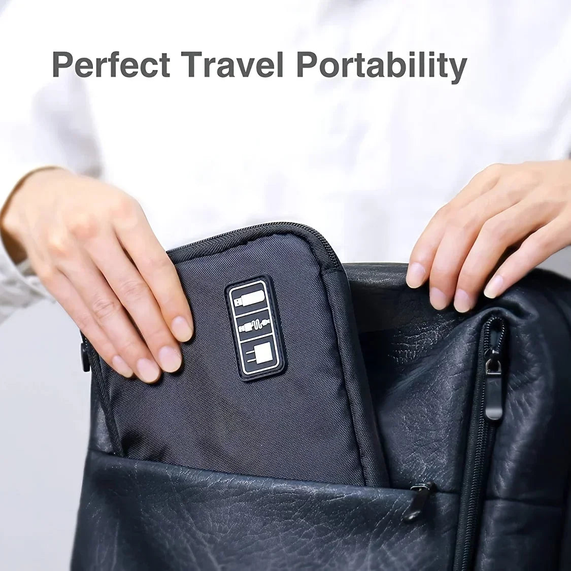 1pc Black Green Storage Bag Electronic Accessory Organizer Portable Usb Data Cable Charger Plug Travel Waterproof Organizer