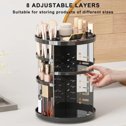 Rotating Makeup Organizer for Vanity 360 Spinning Skincare Organizers with Adjustable Trays Make Up Desk Storage Carousel Rack