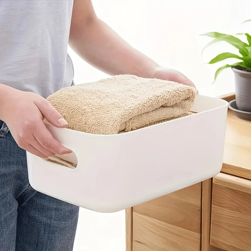 5pcs Stackable Storage Box Set,Rectangular Plastic Organizer Containers,Durable, Reusable,for Kitchen,Bathroom,Dorm Essentials