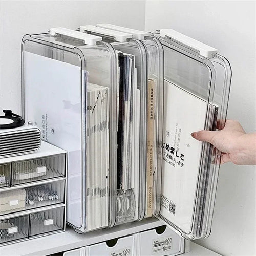 Acrylic Transparent Desktop Paper Storage Box A4 File Document Exam Paper Organizer Household Dust Proof Card Holder Case
