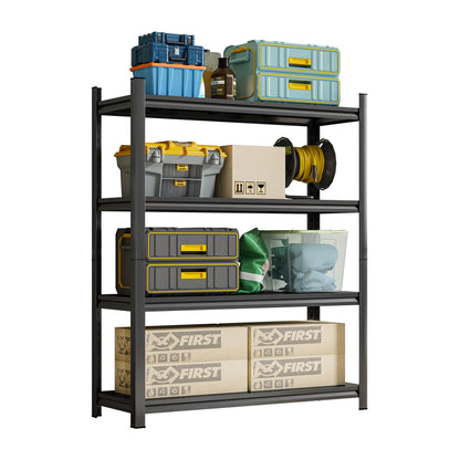 4-Tier Height-Adjustable Storage Rack, Vertical Organizer, Assembly Required - Black