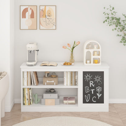 3 In 1 Bookshelf And Toy Storage Cabinet With Chalkboard, Organizer For Playroom - White