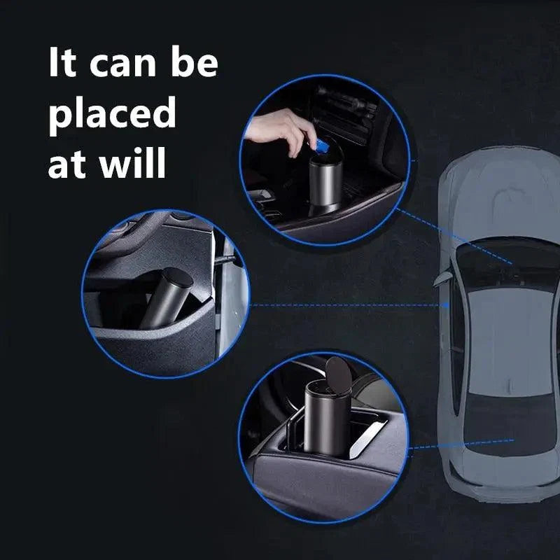 Black Small Trash Bin Garbage Can For Car Waste Rubbish Basket Organizer Storage Holder Car Accessories